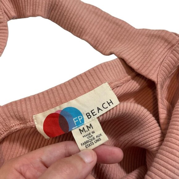 FP Free People Beach Pink Happy Hour Ribbed Mini Dress Size Medium - Picture 3 of 8